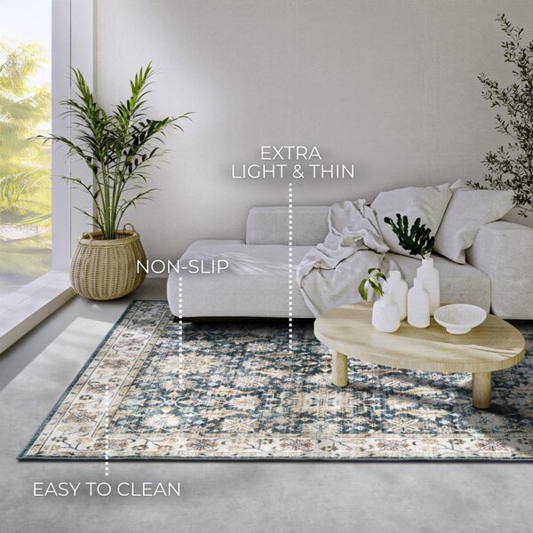 Modrý koberec 80x150 cm Saveh Blue Cream – Elle Decoration