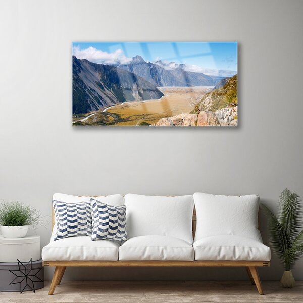 Obraz na skle Hory údolie príroda 100x50 cm 2 Prívesky