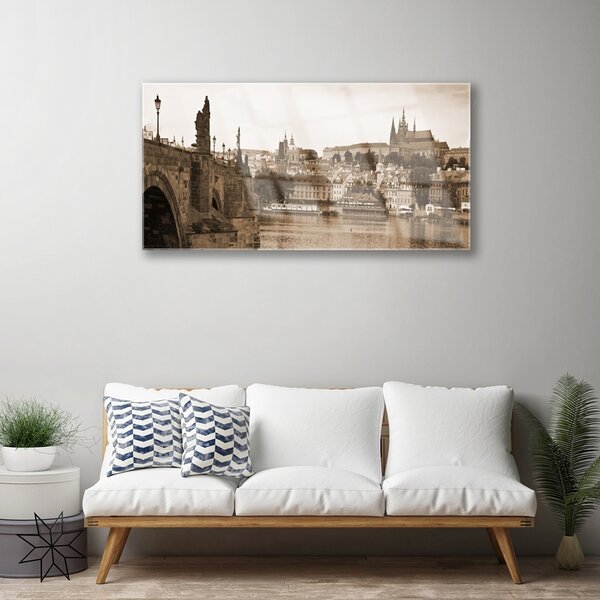 Obraz na skle Praha most krajina 100x50 cm 2 Prívesky