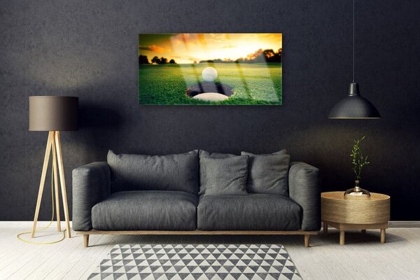 Obraz na skle Golfový loptička tráva príroda 100x50 cm 2 Prívesky