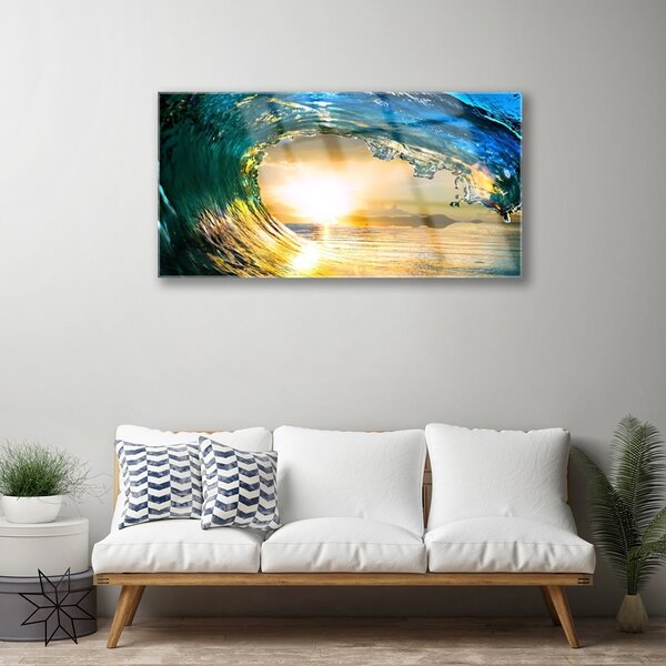 Obraz na skle Vlna more západ príroda 100x50 cm 2 Prívesky