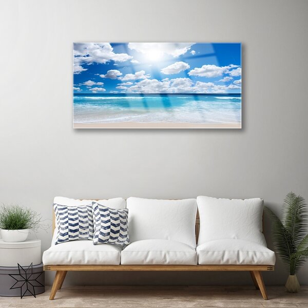 Obraz na skle More pláž mraky príroda 100x50 cm 2 Prívesky