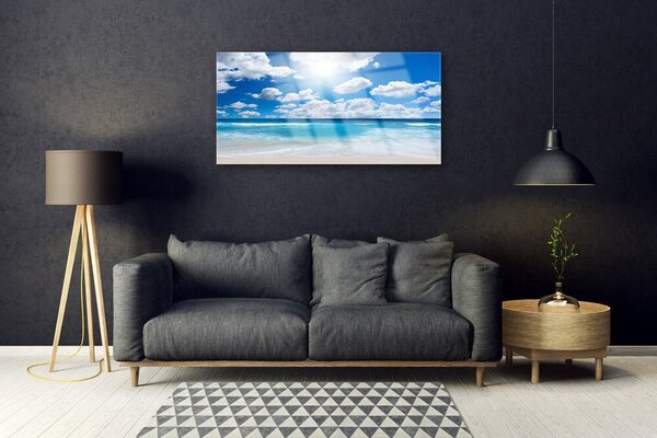 Obraz na skle More pláž mraky príroda 100x50 cm 2 Prívesky
