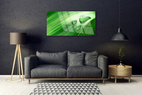 Obraz na skle List voda kvapka 100x50 cm 2 Prívesky