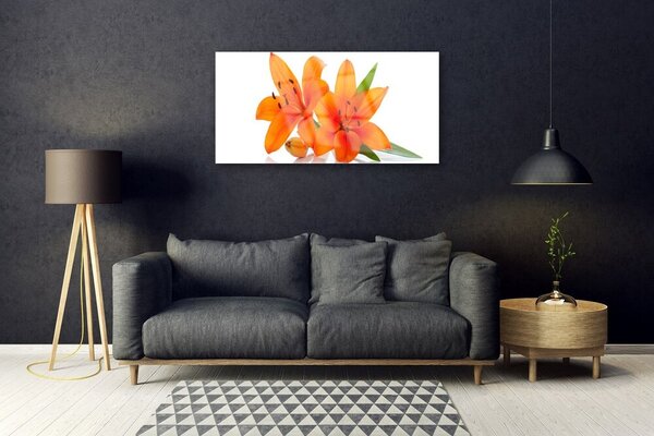 Obraz na skle Oranžové kvety 100x50 cm 2 Prívesky