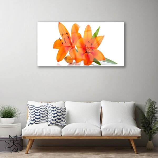 Obraz na skle Oranžové kvety 100x50 cm 2 Prívesky