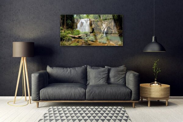 Obraz na skle Vodopád rieka les príroda 100x50 cm 2 Prívesky