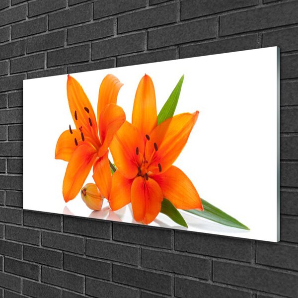 Obraz na skle Oranžové kvety 100x50 cm 2 Prívesky