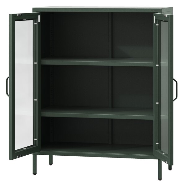 Vitrína GINA, 800 x 1015 x 400 mm, Modern: fľaškovo zelená farba