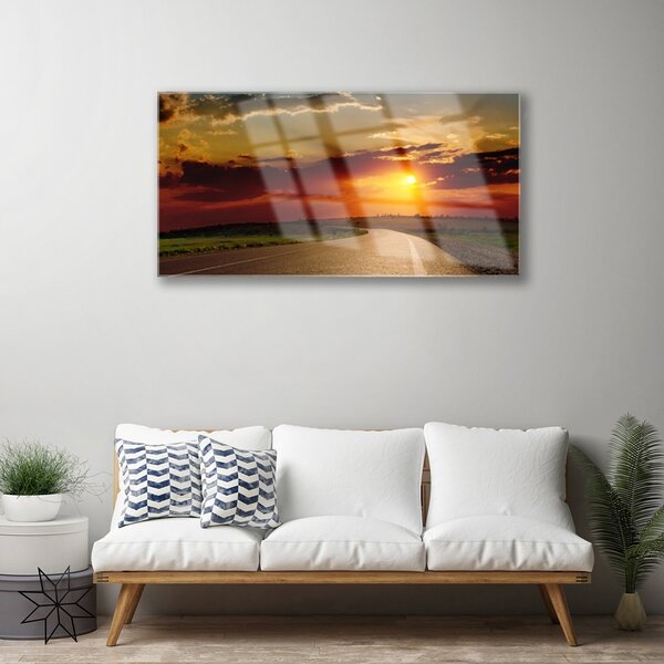 Obraz na skle Východ cesta príroda 100x50 cm 2 Prívesky