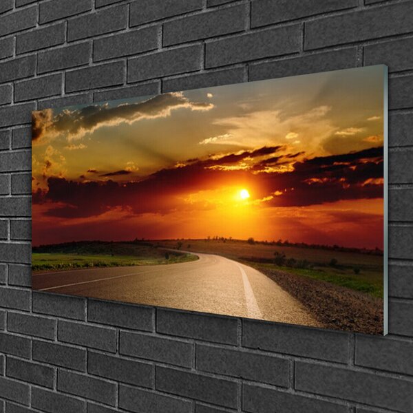 Obraz na skle Východ cesta príroda 100x50 cm 2 Prívesky