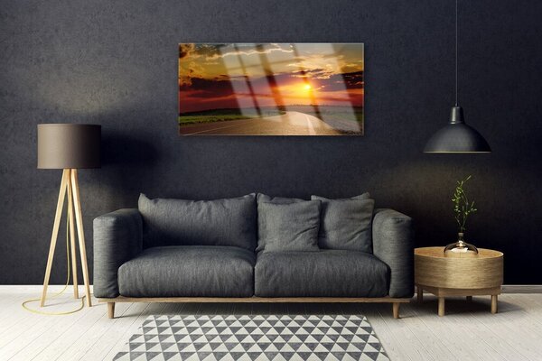 Obraz na skle Východ cesta príroda 100x50 cm 2 Prívesky