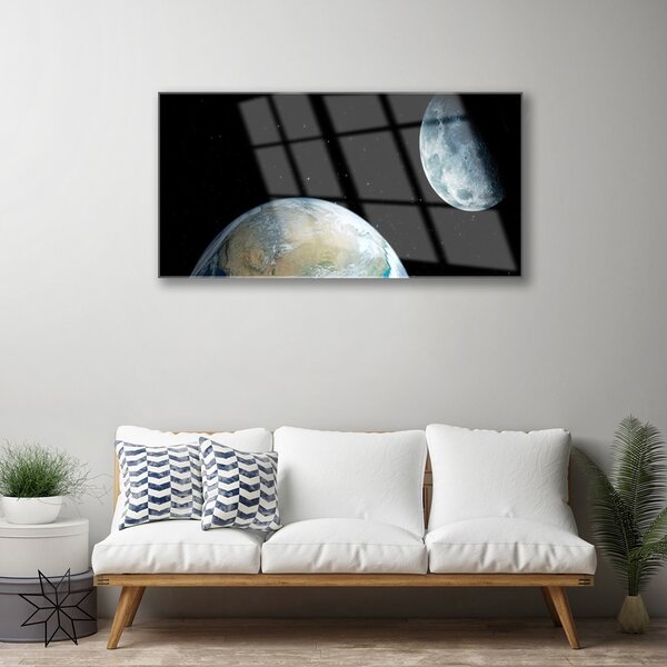 Obraz na skle Mesiac zeme vesmír 100x50 cm 2 Prívesky