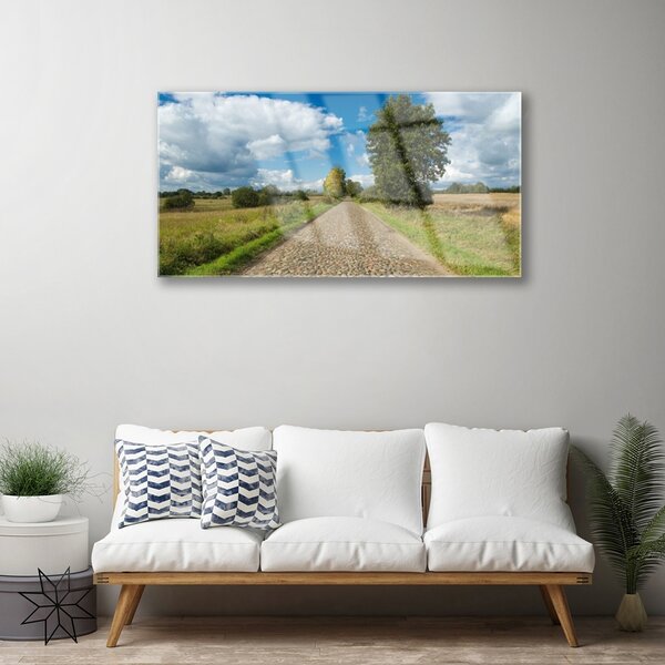Obraz na skle Dedina cesta dlažba krajina 100x50 cm 2 Prívesky