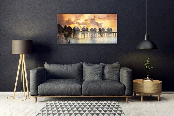 Obraz na skle More prázdniny domky 100x50 cm 2 Prívesky