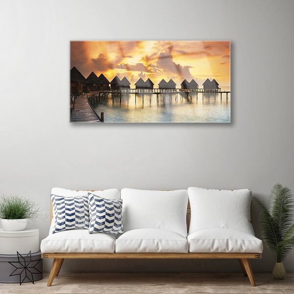 Obraz na skle More prázdniny domky 100x50 cm 2 Prívesky