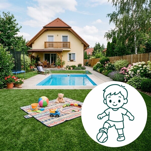 Europe Grass , Umelá tráva Rosalia, vyrezať kruh, šíře 4m, zelená
