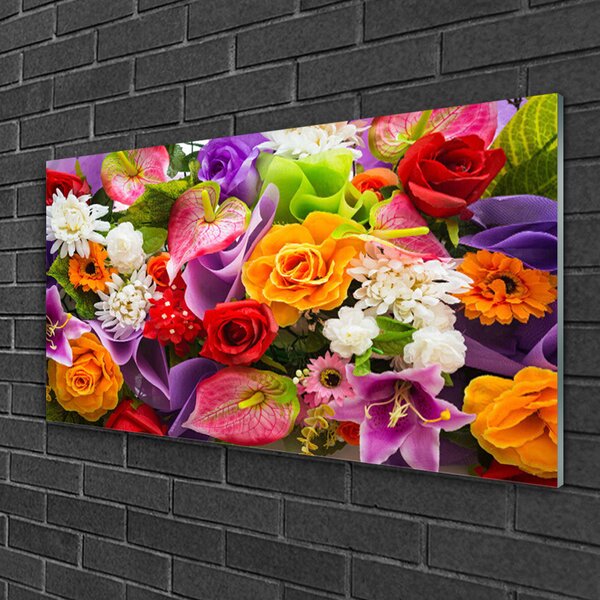 Obraz na skle Kvety 100x50 cm 2 Prívesky