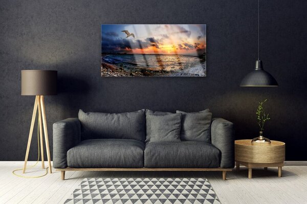 Obraz na skle Čajka more pláž krajina 100x50 cm 2 Prívesky
