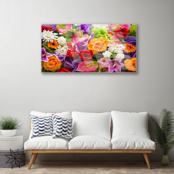 Obraz na skle Kvety 100x50 cm 2 Prívesky