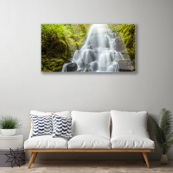 Obraz na skle Vodopád príroda 100x50 cm 2 Prívesky