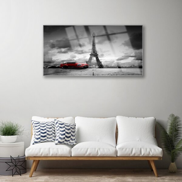 Obraz na skle Eiffelova veža architektúra 100x50 cm 2 Prívesky