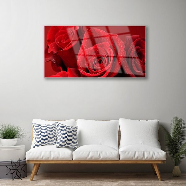 Obraz na skle Ruže kvety 100x50 cm 2 Prívesky