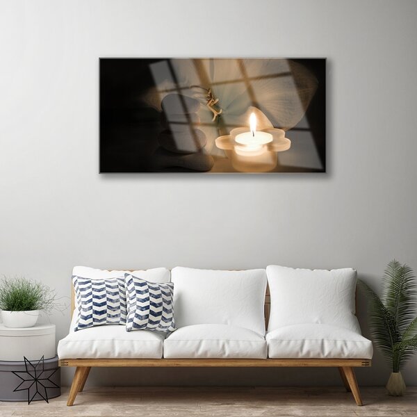 Obraz na skle Sviečka kamene umenie 100x50 cm 2 Prívesky