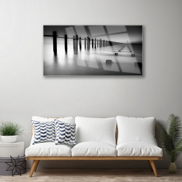 Obraz na skle Hmla mólo architektúra 100x50 cm 2 Prívesky