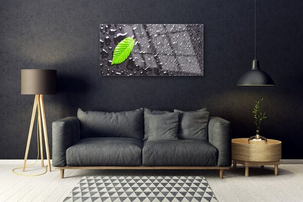 Obraz na skle List kvapky umenie 100x50 cm 2 Prívesky