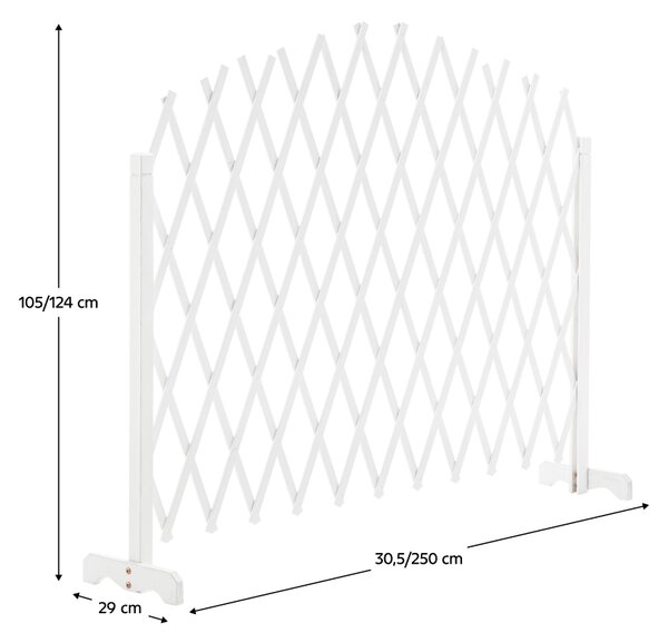 KONDELA Mriežková zástena, biela/drevo, 250 cm, KEJLY