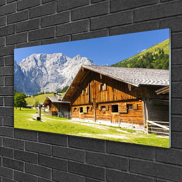 Obraz na skle Dom hora krajina 100x50 cm 2 Prívesky