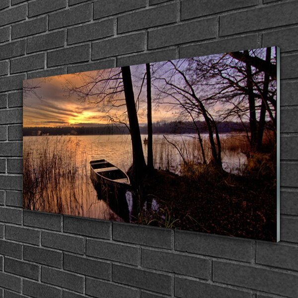 Obraz na skle More loďka krajina 100x50 cm 2 Prívesky