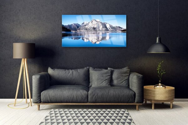 Obraz na skle Jazero hory príroda 100x50 cm 2 Prívesky