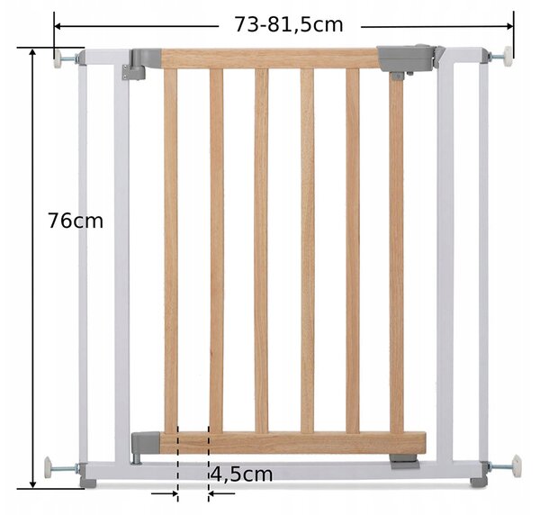 Zábrana na dvere, schody Woods 73-81 cm biela+drevo