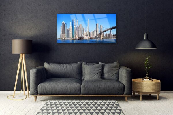 Obraz na skle Most mesto architektúra 100x50 cm 2 Prívesky