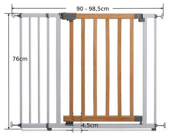 Zábrana na dvere, schody Woods 73-98,5 cm biela+drevo