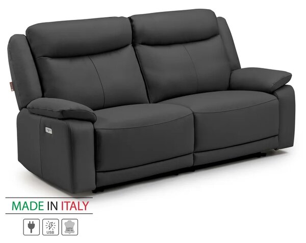Zltahala.sk Kožená pohovka CONTINENTAL s elektrickou funkciou relax 2P, elektrické, čierna (nero 308)