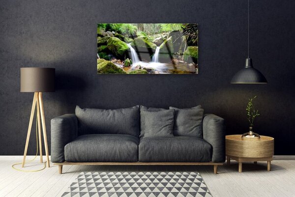 Obraz na skle Vodopád skaly príroda 100x50 cm 2 Prívesky
