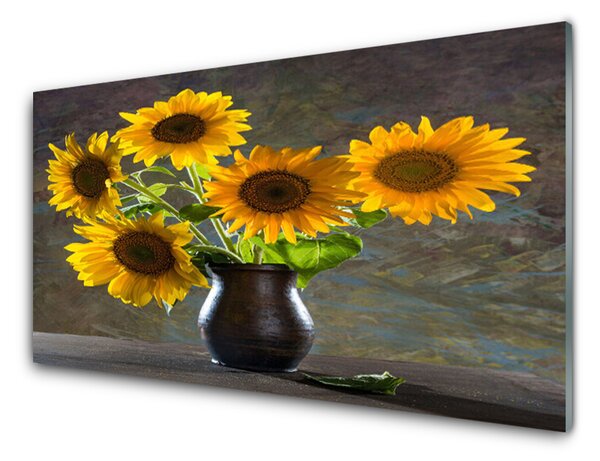 Nástenný panel  Slnečnica váza rastlina 120x60 cm