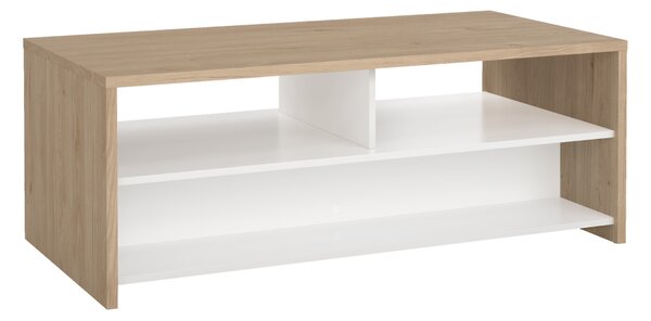 KONDELA Konferenčný stolík, dub hickory/biela extra vysoký lesk, NEXT 50319