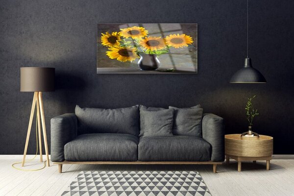 Obraz na skle Slnečnica váza rastlina 100x50 cm 4 Prívesky