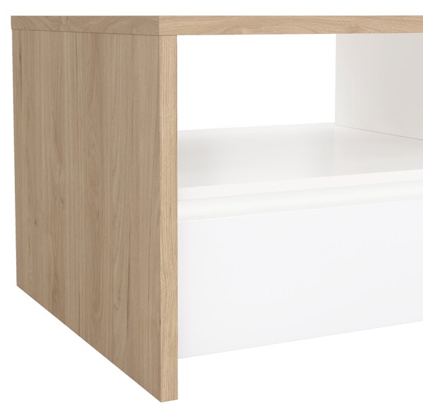 KONDELA Konferenčný stolík, dub hickory/biela extra vysoký lesk, NEXT 50319