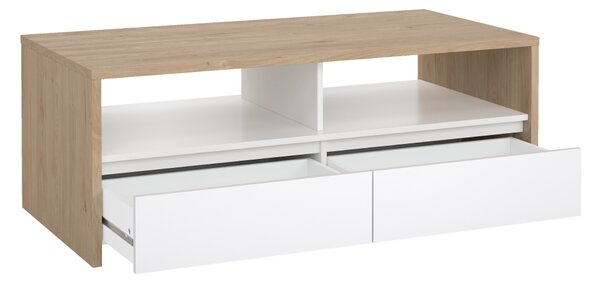 KONDELA Konferenčný stolík, dub hickory/biela extra vysoký lesk, NEXT 50319