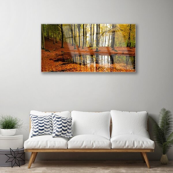 Obraz na skle Les príroda 100x50 cm 2 Prívesky