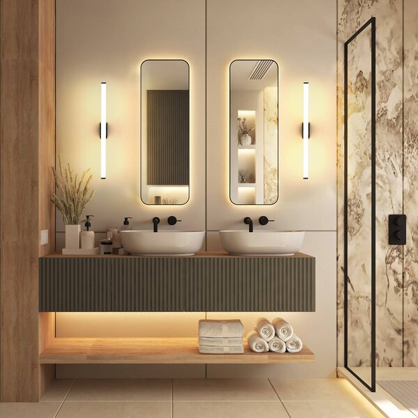 Molto Luce LED nástenné svetlo VINA M, čierna, šírka 60 cm, IP44,, Čierna, Kúpeľňa, Hliník, Moderný