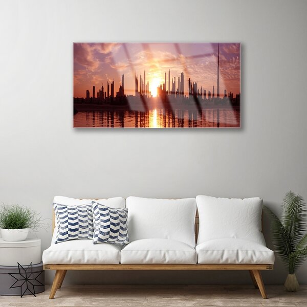 Obraz na skle Mesto domy 100x50 cm 2 Prívesky