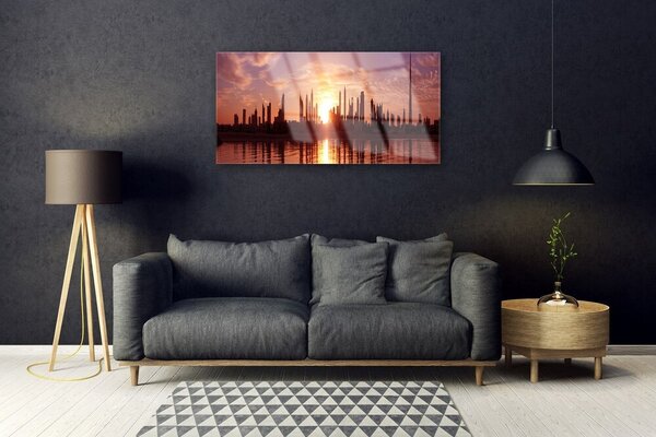 Obraz na skle Mesto domy 100x50 cm 2 Prívesky