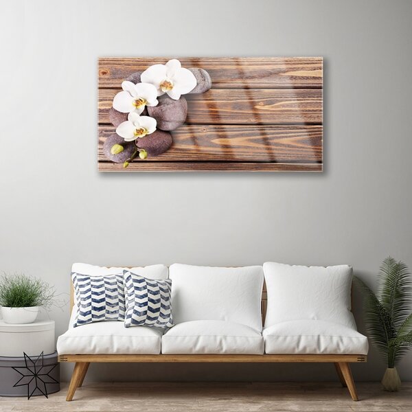 Obraz na skle Kvet kamene rastlina 100x50 cm 2 Prívesky