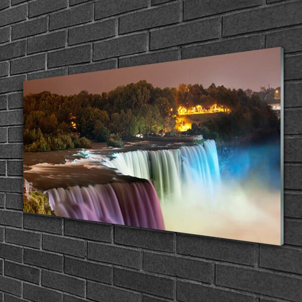 Skleneny obraz Les vodopád príroda 100x50 cm 2 Prívesky